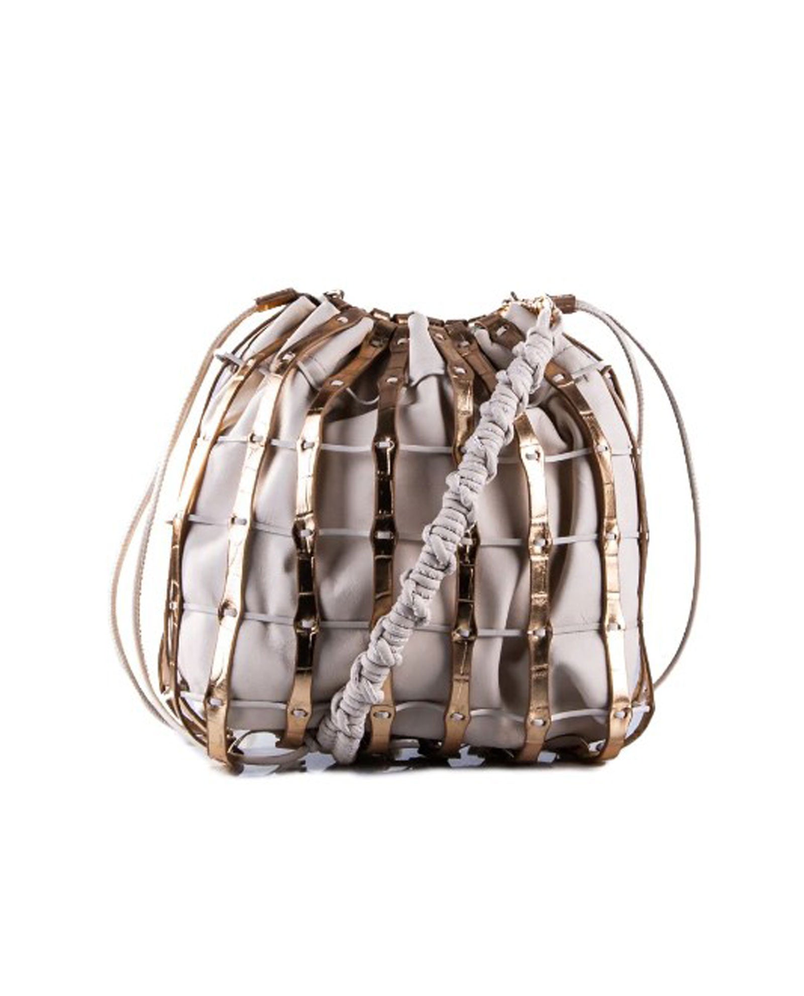 Gold Drawstring Cage Bag