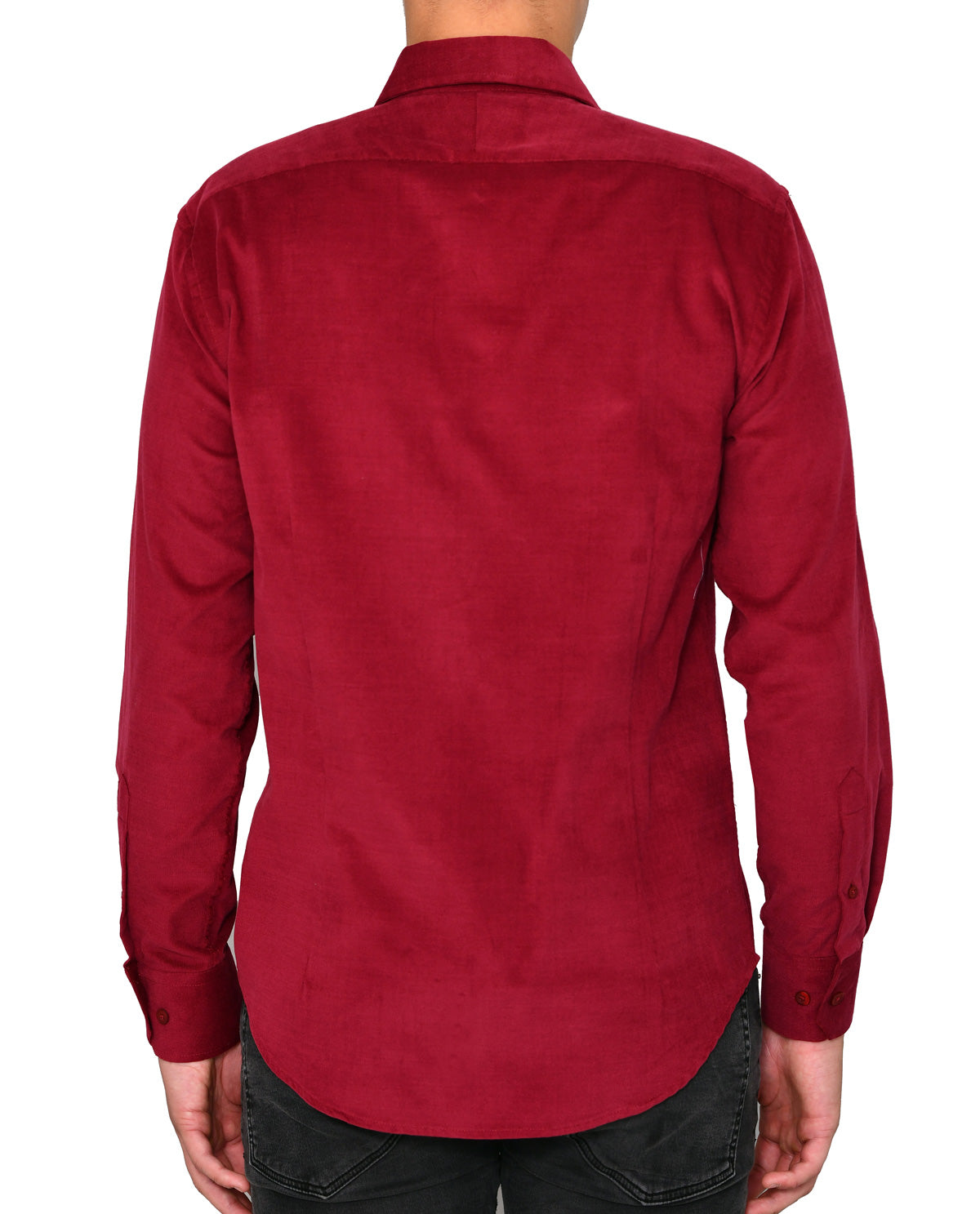 Men's Dark Red Corduroy Long Sleeve