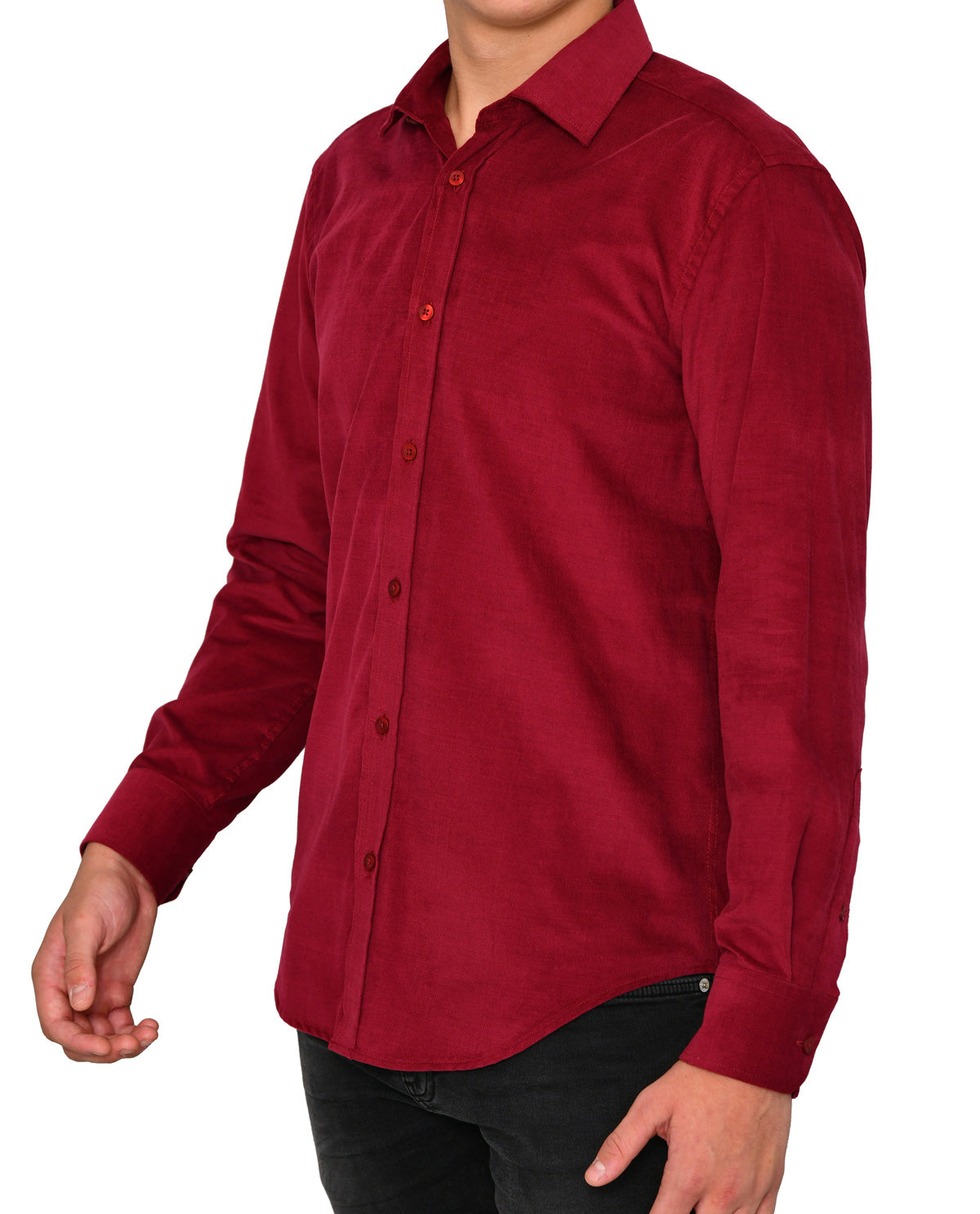 Men's Dark Red Corduroy Long Sleeve