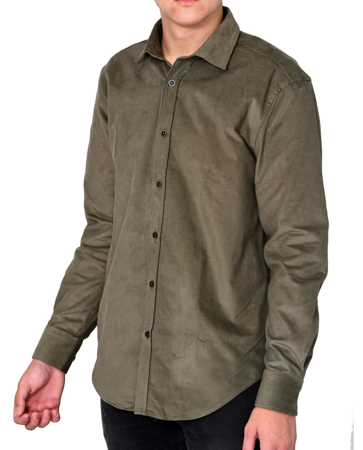 Men's Olive Corduroy Long Sleeve