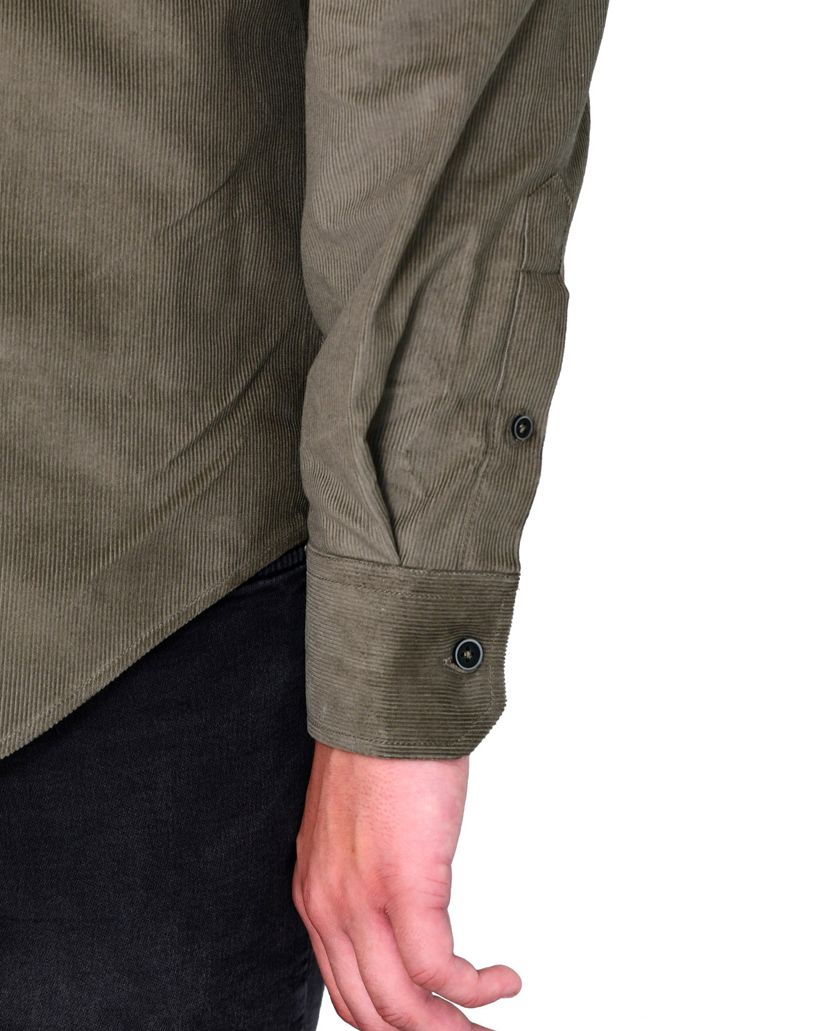 Men's Olive Corduroy Long Sleeve