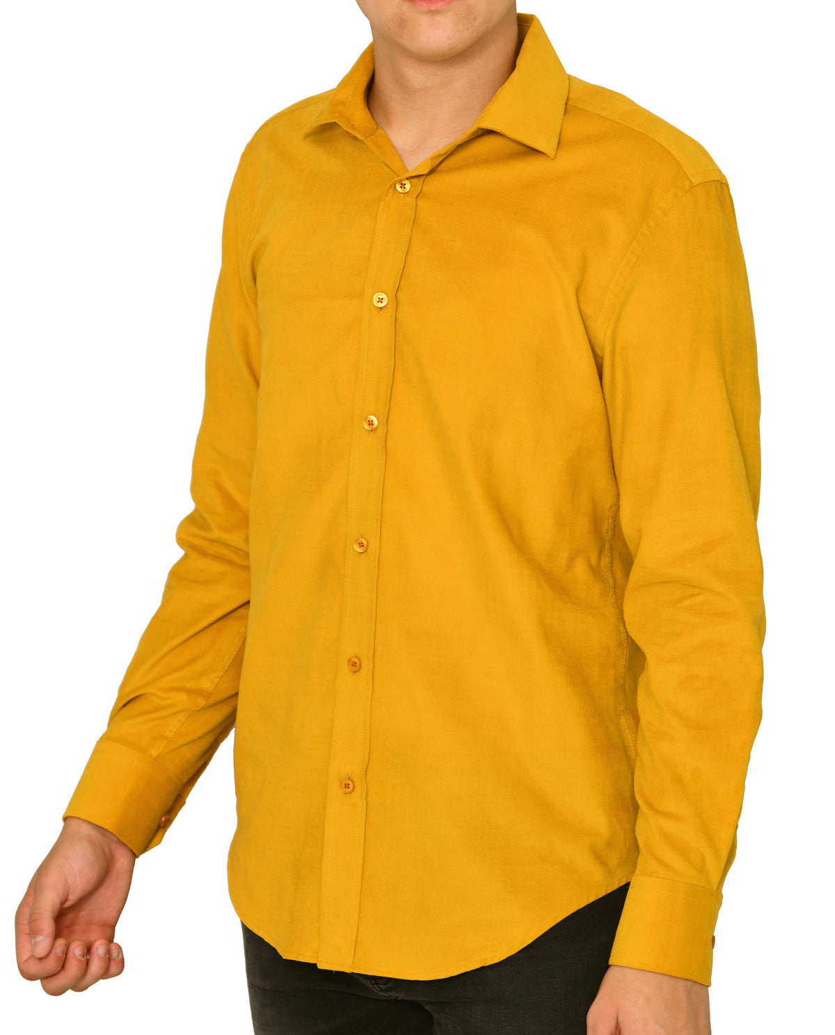 Men's Yellow Corduroy Long Sleeve