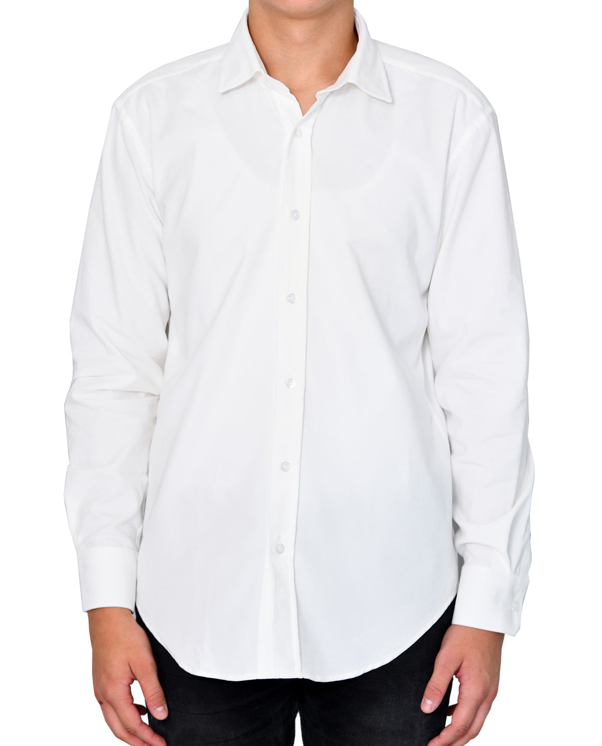 Men's White Corduroy Long Sleeve