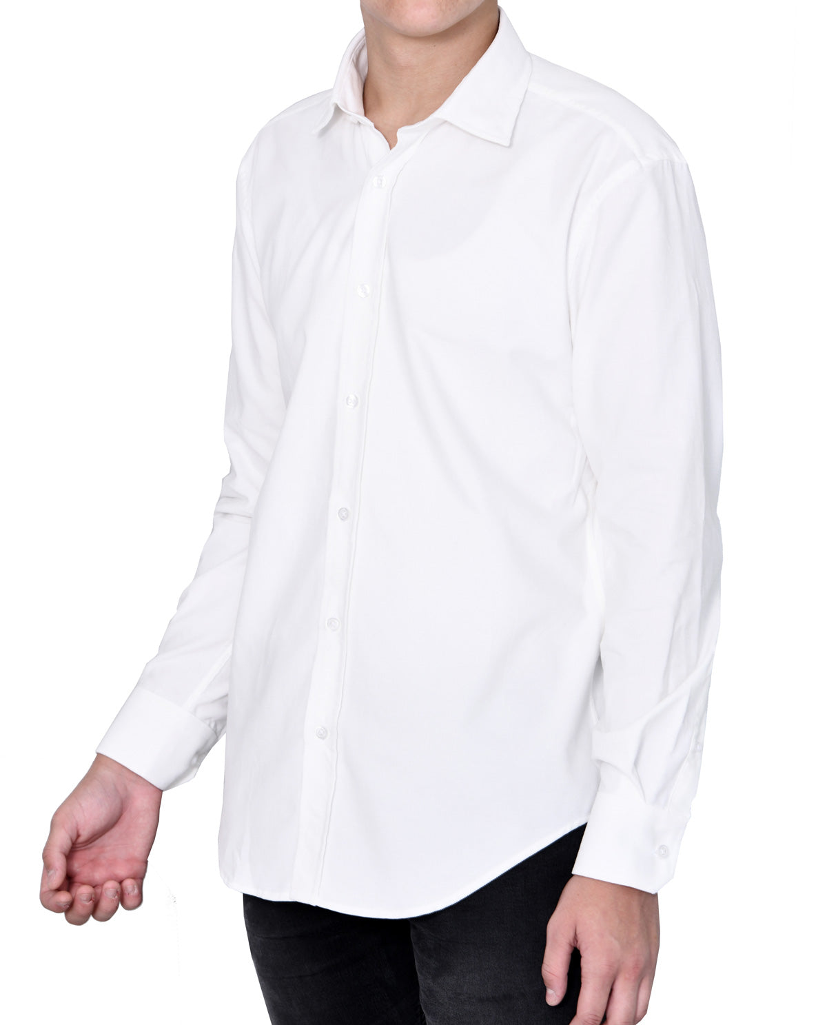 Men's White Corduroy Long Sleeve