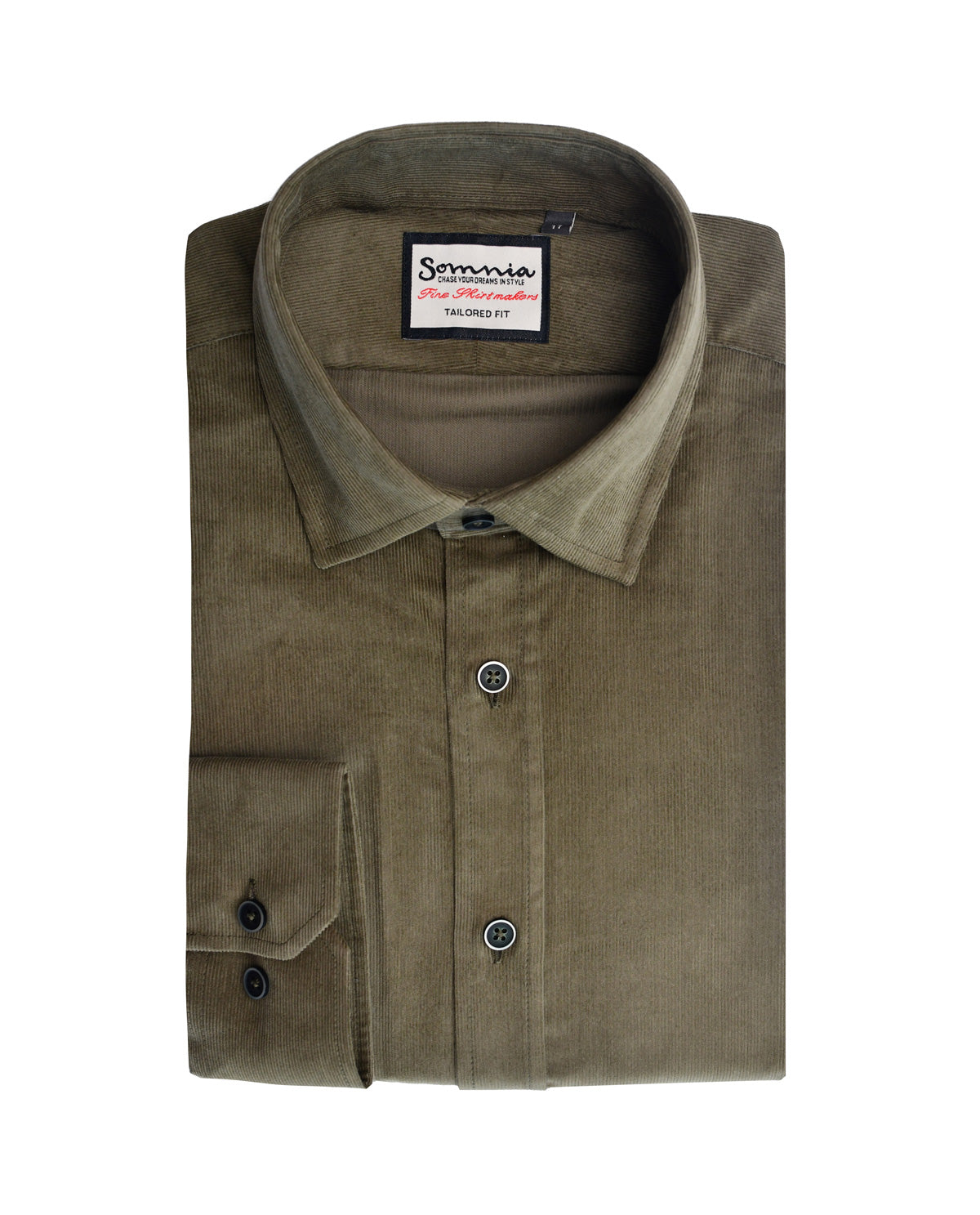 Men's Olive Wide Corduroy Long Sleeve