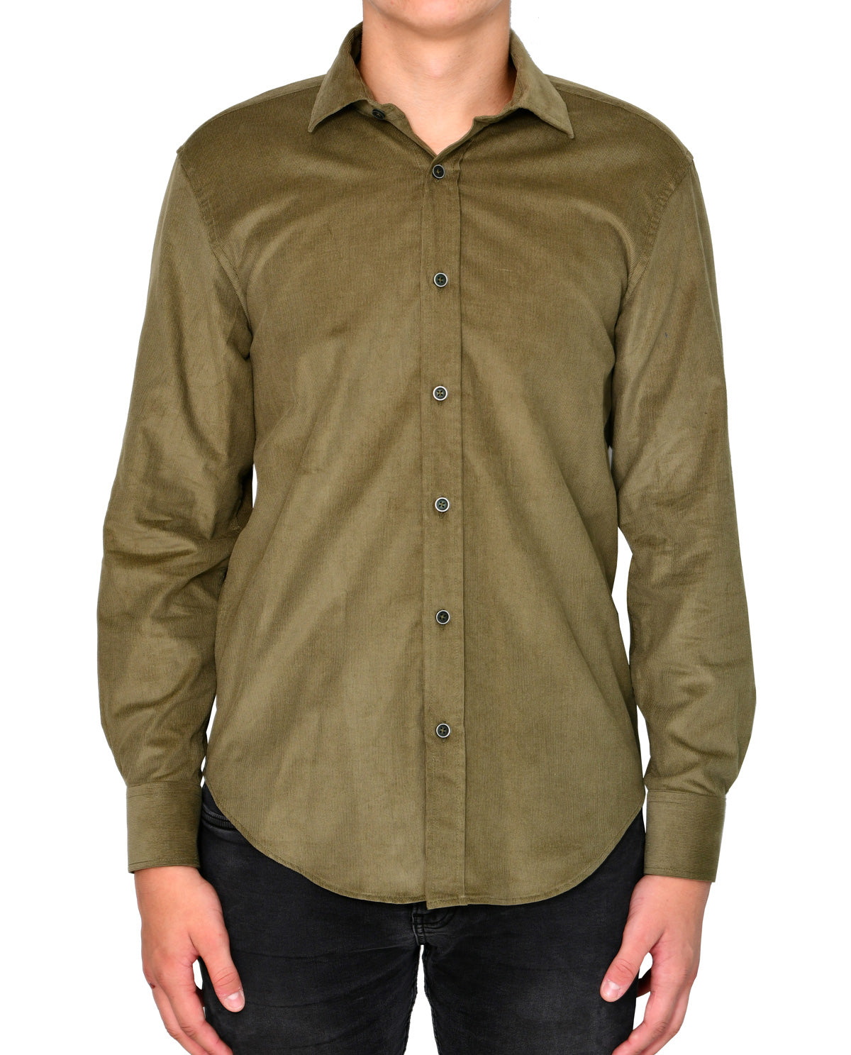 Men's Olive Wide Corduroy Long Sleeve