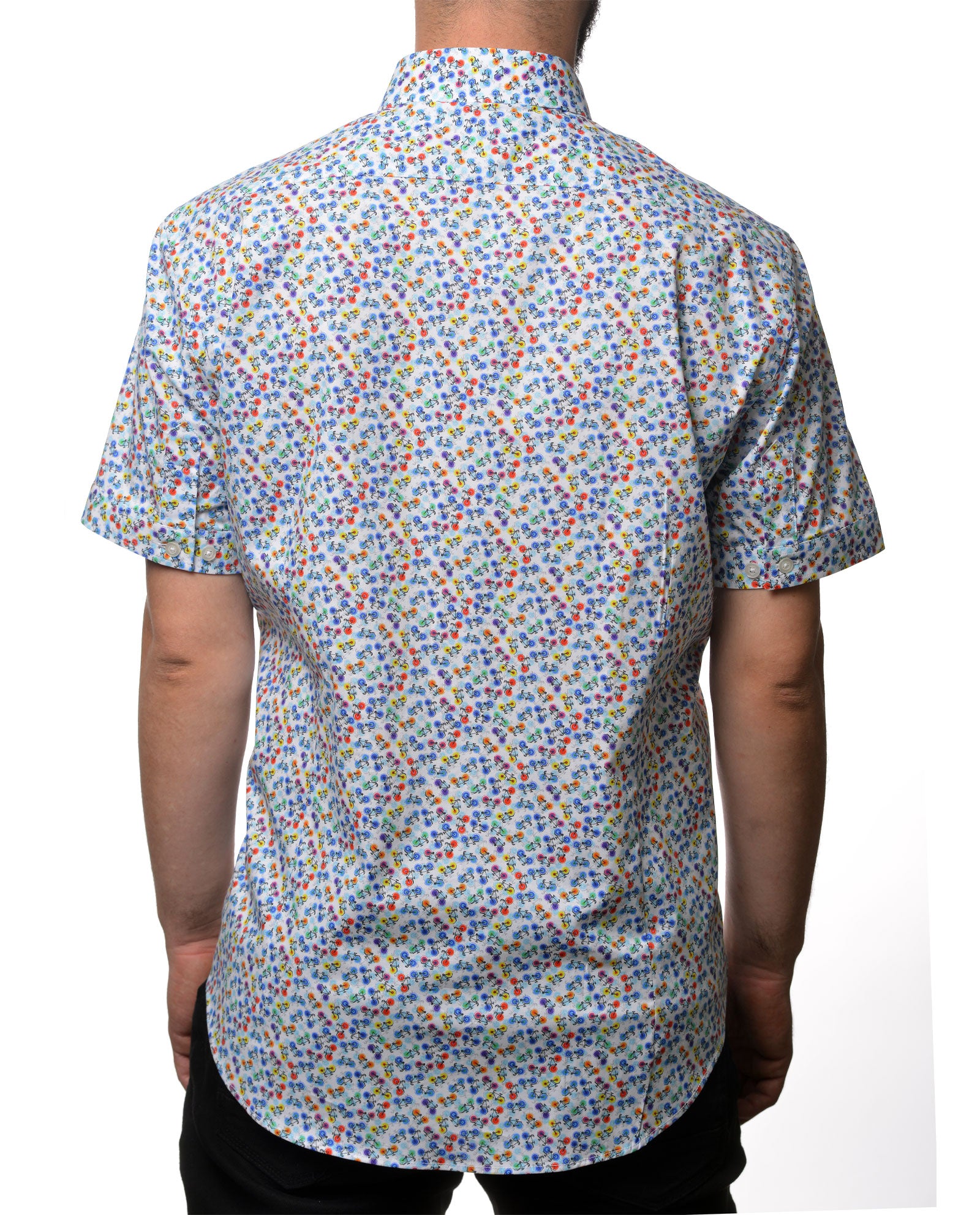 Multicolour Bikes Pattern Short Sleeve Shirt